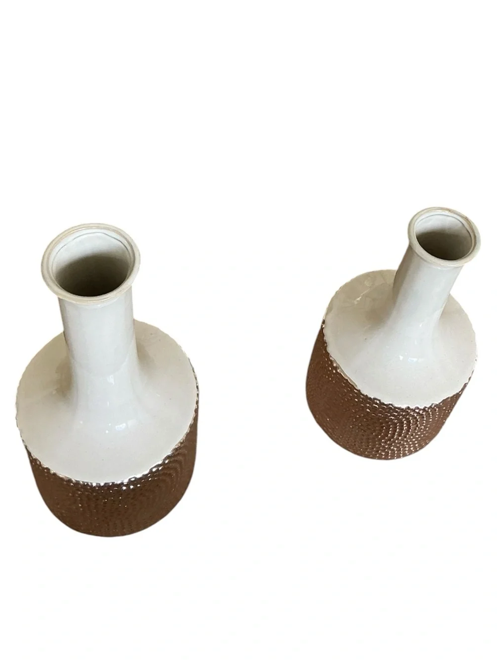 Ceramic  Textured Bottle Vases - Set of 2